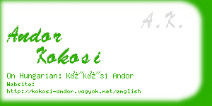 andor kokosi business card